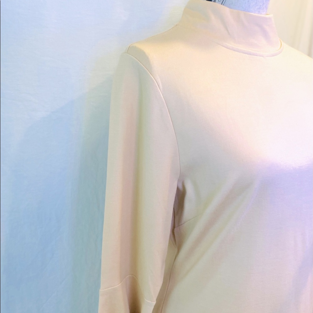 Venus Neutral Color Mock Neck Flair Sleeve Dress - Picture 11 of 13